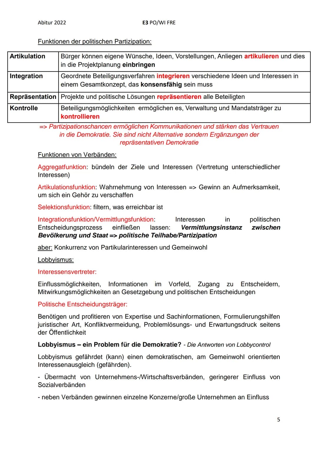 Abitur 2022
E3 PO/WI FRE
1. Kurshalbjahr: Politische Partizipation zwischen Anspruch und Wirklichkeit
Partizipation in der Demokratie
(sozia