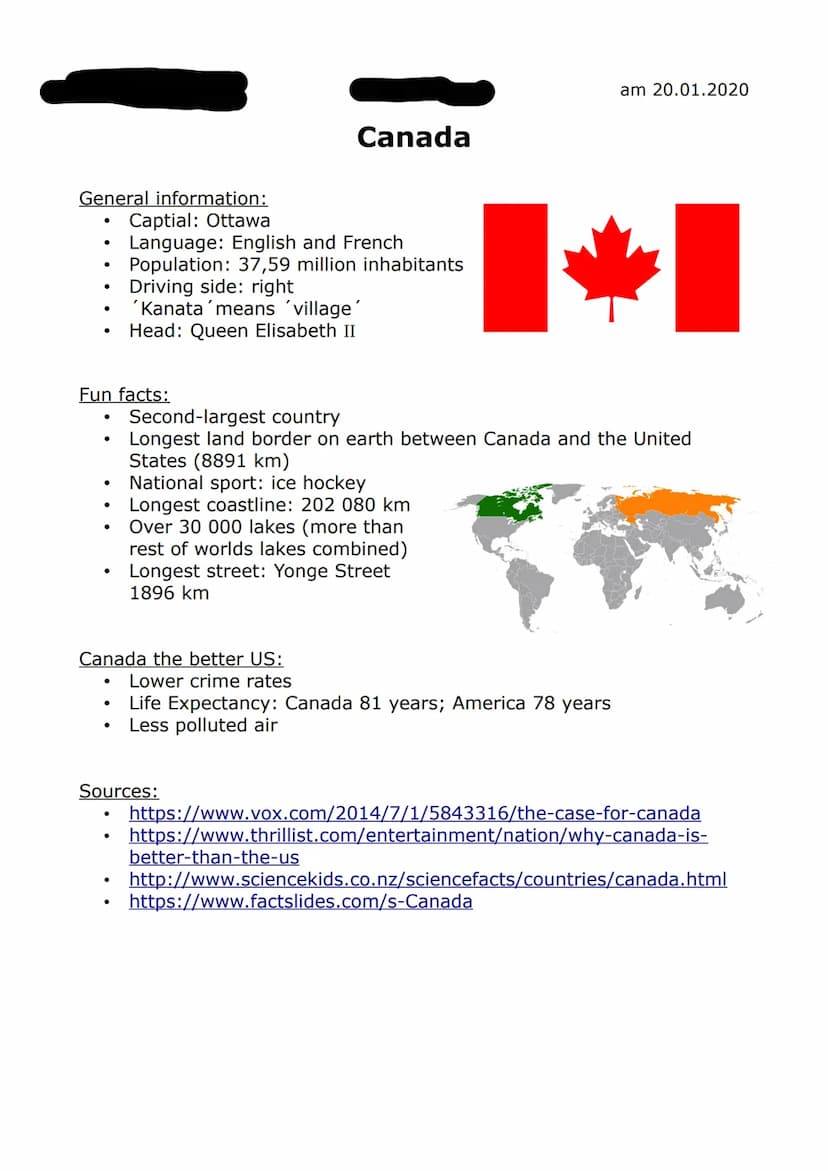 CANADA
.General information
.Fun facts
.Canada the better US
.Sources
RUSSIA
N) Canada
UNITED
STATES
Gulf of
Alaska
Pacific
Ocean
Ⓒmaps.com
