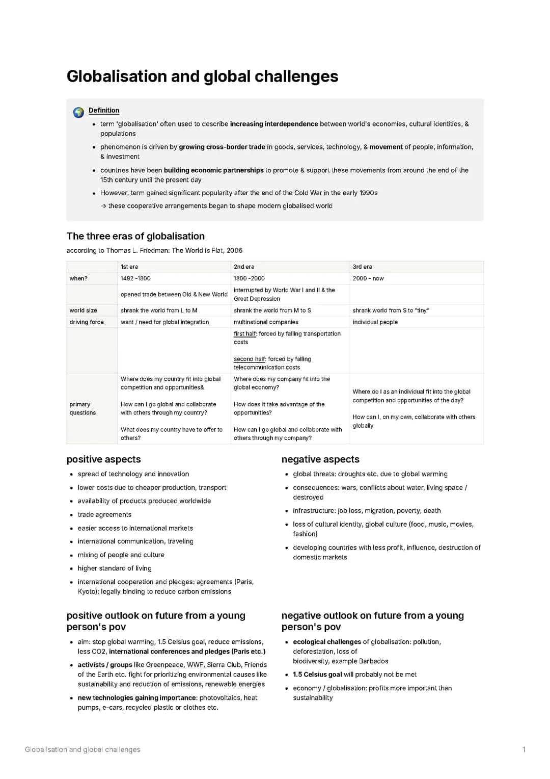 Globalisation and global challenges