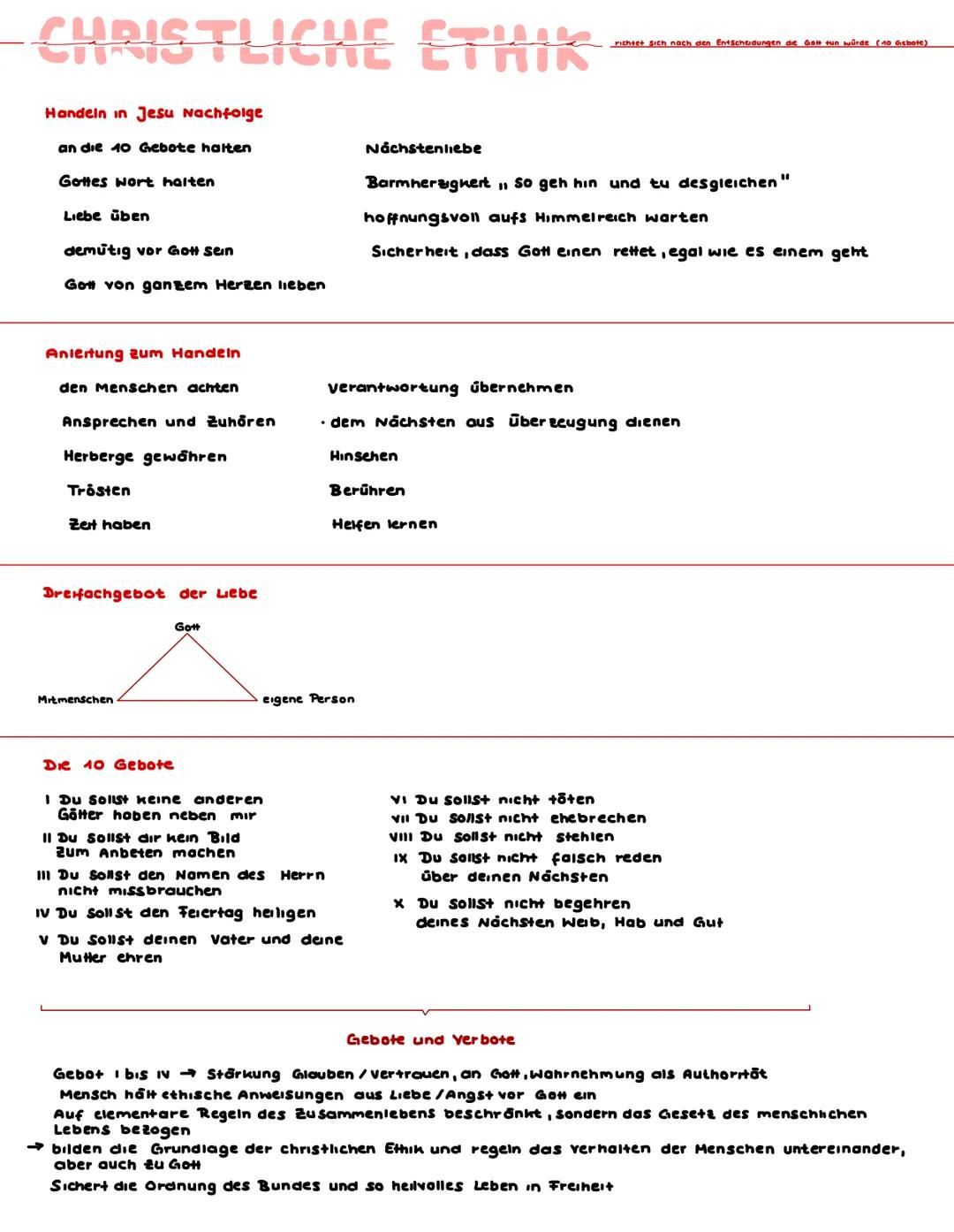 CHRISTLICHE ETHIK
Handeln in Jesu Nachfolge
an die 10 Gebote halten
Gottes Wort halten
Liebe üben
demütig vor Gott sein
Gott von ganzem Herz