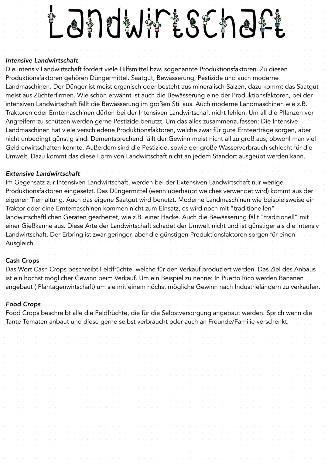 Landwirtschaft
Intensive Landwirtschaft
Die Intensiv Landwirtschaft fordert viele Hilfsmittel bzw. sogenannte Produktionsfaktoren. Zu diesen