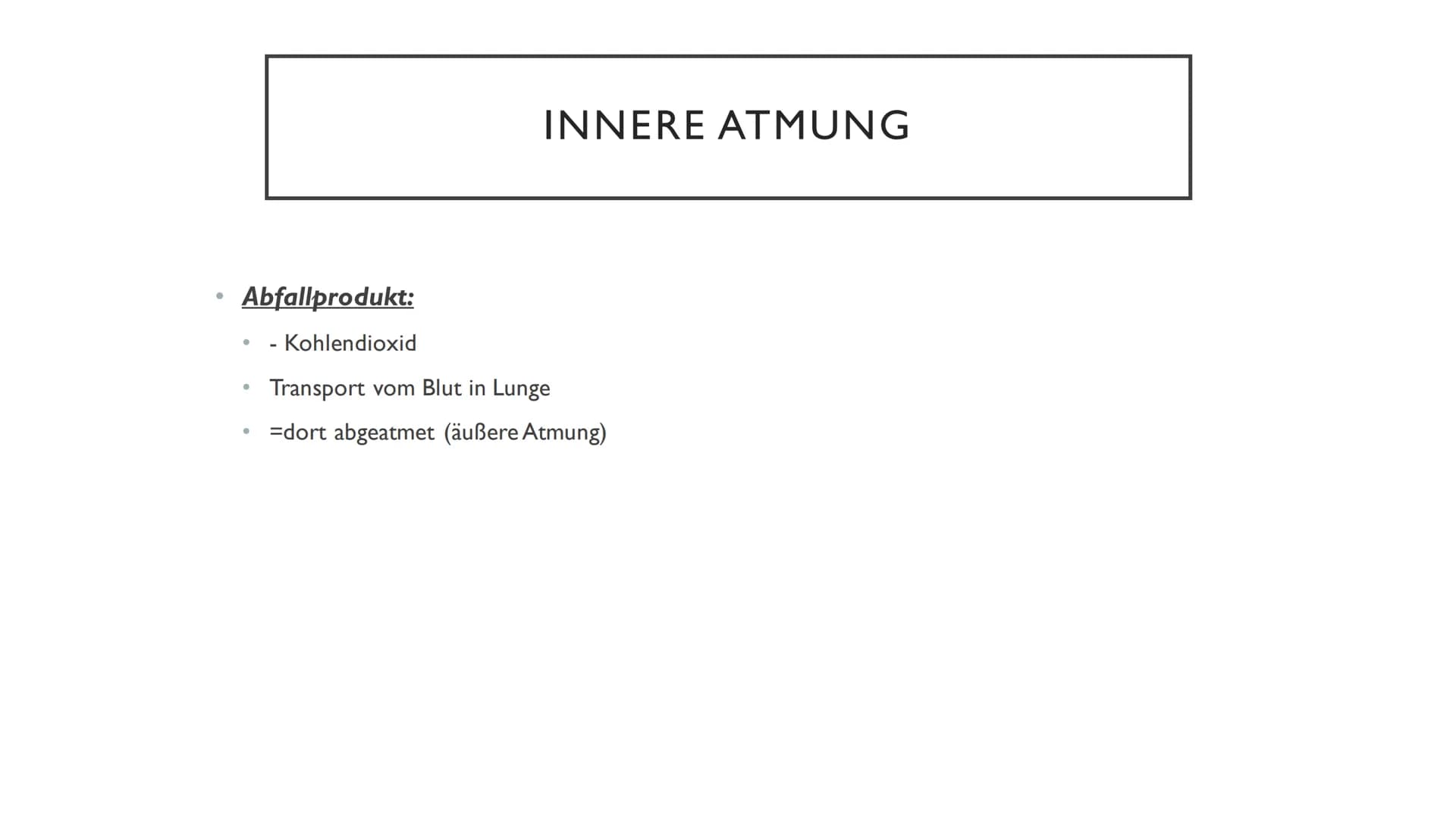 ATMUNG ●
●
●
GLIEDERUNG
1.Wiederholung Äußere Atmung
2. Wiederholung Mitochondrien
3. Innere Atmung
4.Vergleich innere und äußere Atmung Ort