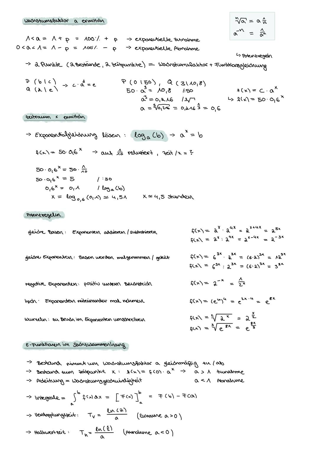 Allgemeines
→> f(x) = c.ax (Exponential funktion)
-> keine Nullstellen
<-
Exponentialfunktionen
->
cist
der y-Achsonabschnitt
f(x) = c.ek.x 