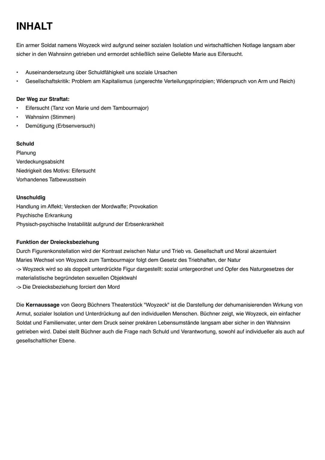 Klausur S2 - WOYZECK
Formal:
Woyzeck von Georg Büchner 1836/7
Erstaufführung 1913 in München
Thema: soziale Missstände in der zeit des Vormä