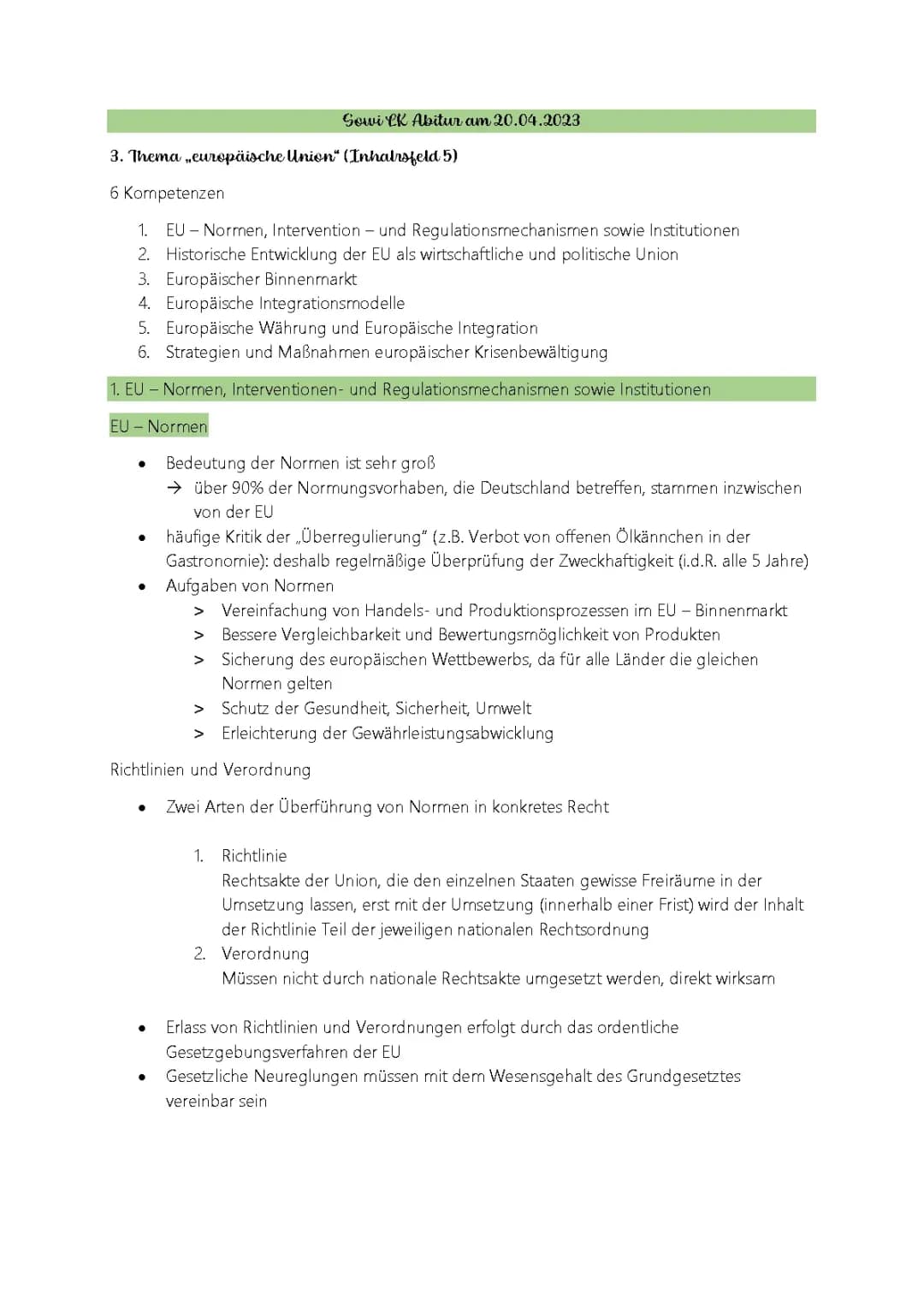 SoWi LK Abi 2023 - Europäische Union