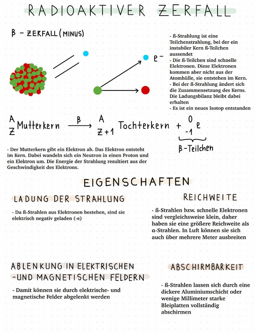 RADIOAKTIVER ZERFALL
Einige Atome haben instabile Kerne. Diese senden bei Kernreaktionen radioaktive Strahlung
aus. Bei den Kernreaktionen k