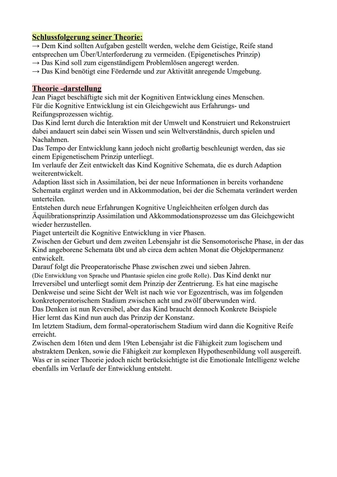 Jean Piaget, Kognitive Entwicklung
Definition.
Geistige u. Intellektuelle Entwicklung.
Das ist die Fähigkeit Gegenstände, Situationen, Perso