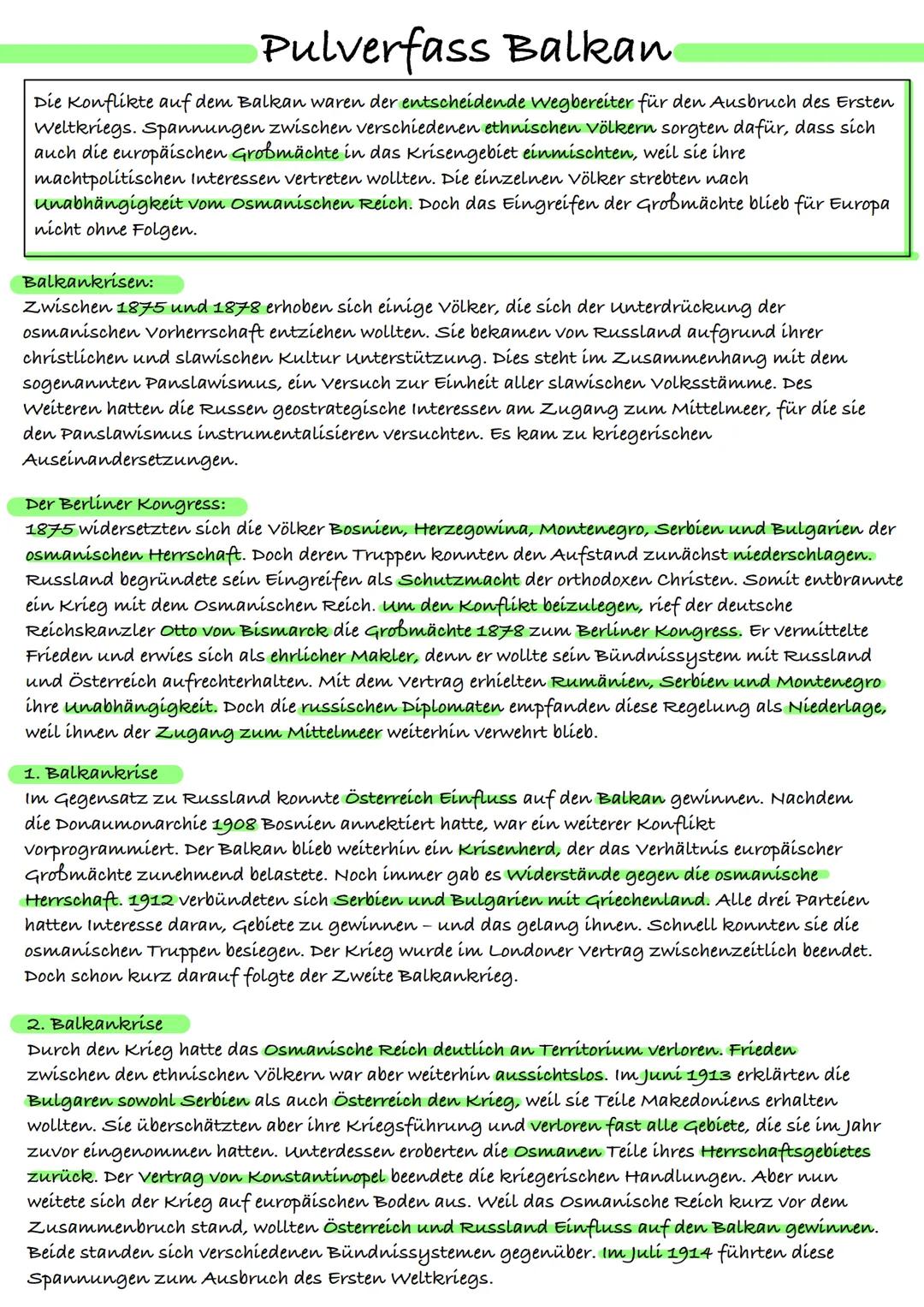 # Pulverfass Balkan

Die Konflikte auf dem Balkan waren der entscheidende Wegbereiter für den Ausbruch des Ersten
Weltkriegs. Spannungen zwi