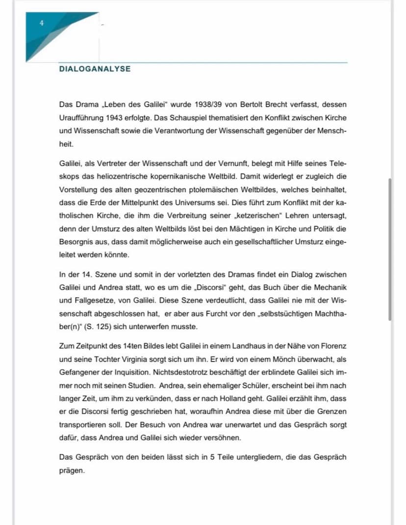 Sinnesab-
schnitt
1
Andrea
kommt in
Galileis Zim-
mer
(S.118, un-
ten-S.120,
unten)
INHALT:
Galilei lebt in einem Landhaus in der Nähe von F