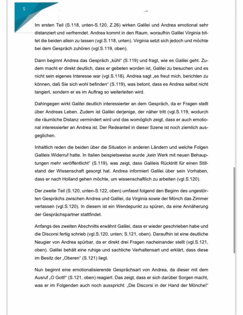 Sinnesab-
schnitt
1
Andrea
kommt in
Galileis Zim-
mer
(S.118, un-
ten-S.120,
unten)
INHALT:
Galilei lebt in einem Landhaus in der Nähe von F