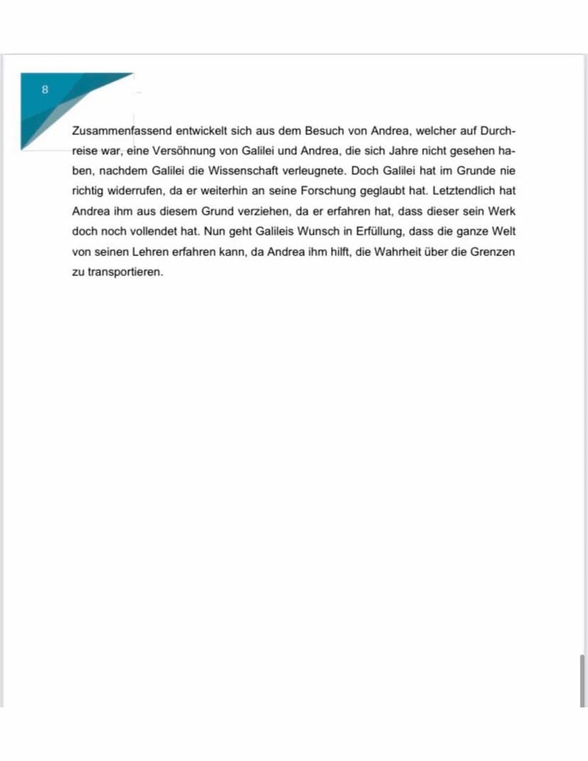 Sinnesab-
schnitt
1
Andrea
kommt in
Galileis Zim-
mer
(S.118, un-
ten-S.120,
unten)
INHALT:
Galilei lebt in einem Landhaus in der Nähe von F