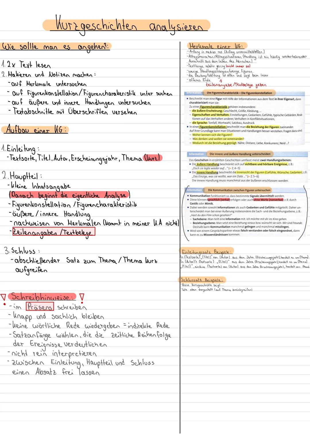 Kurzgeschichten analysieren
Wie sollte man es angehen?:
1.2x Text lesen
2. Makieren und Notizen machen:
-auf Merkmale untersuchen
-auf
Figur