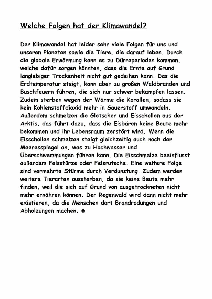 KLIMAWANDEL
Q Die Uhr tickt
Überall wird von dem Klimawandel gesprochen,
aber was ist das eigentlich?
Wie entsteht Klimawandel?
Welche Folge