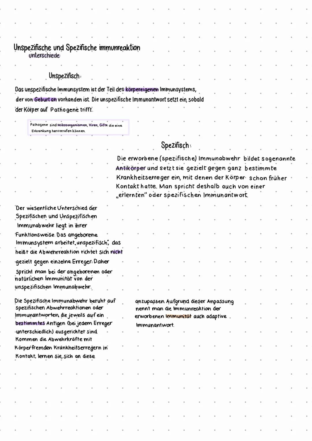 Das Immunsystem
die Bestandteile
Plasmazelle Bilden. Antikörper die. perfekt
SPEZIFISCHES IMMUNSYSTEM
Definition:
Das Spezifische Immunsyste