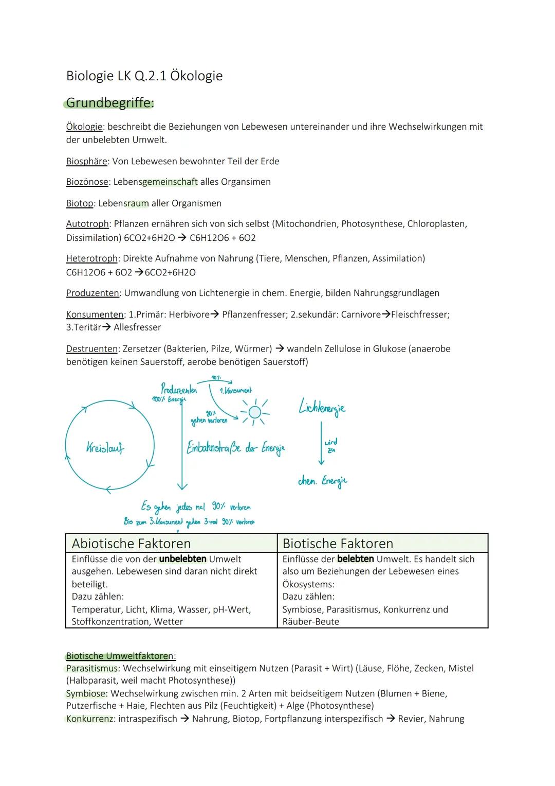 Biologie LK Q.2.1 Ökologie

Grundbegriffe:

Ökologie: beschreibt die Beziehungen von Lebewesen untereinander und ihre Wechselwirkungen mit
d