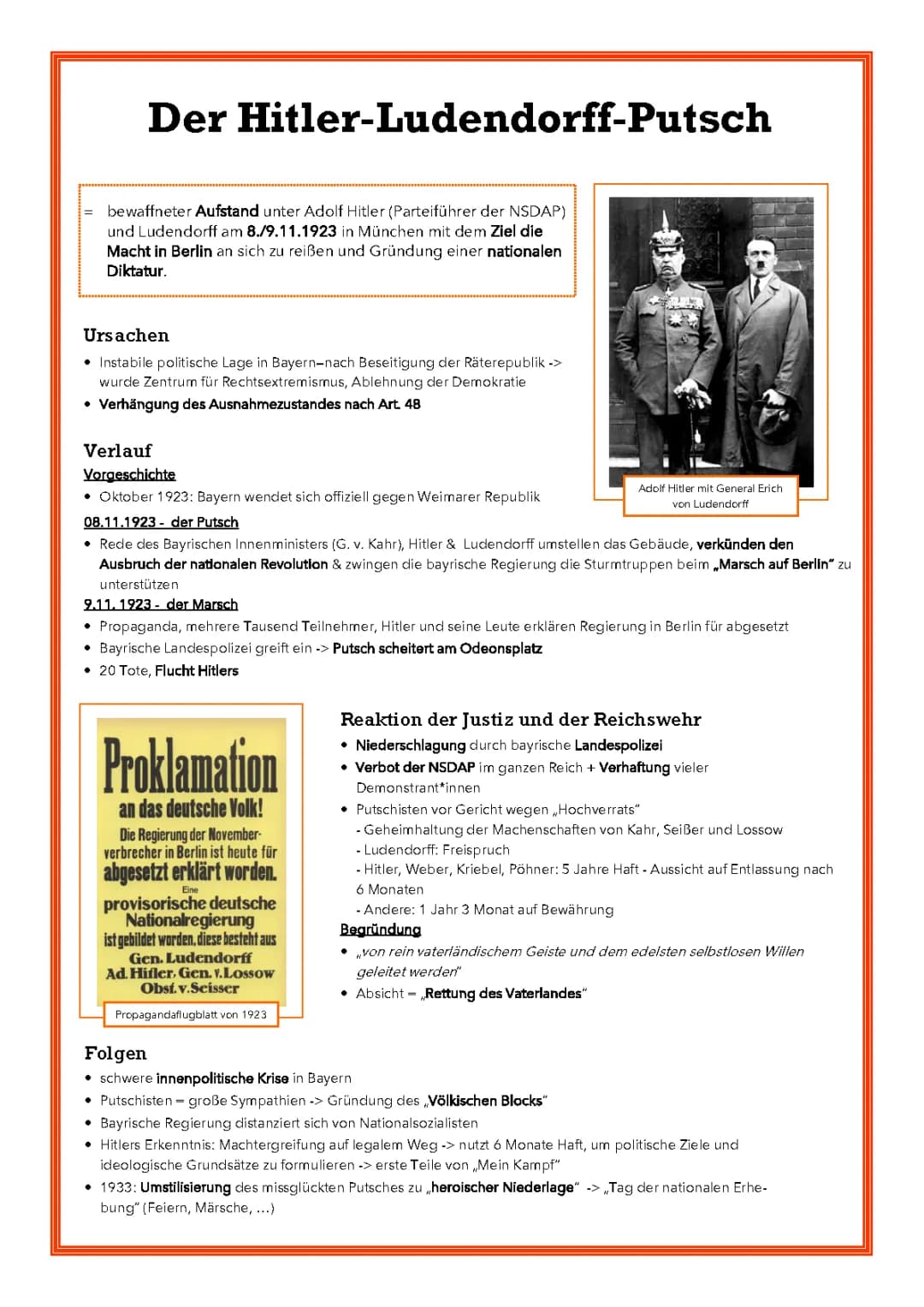 Hitlerputsch 1923 einfach erklärt: Verlauf, Folgen, und mehr