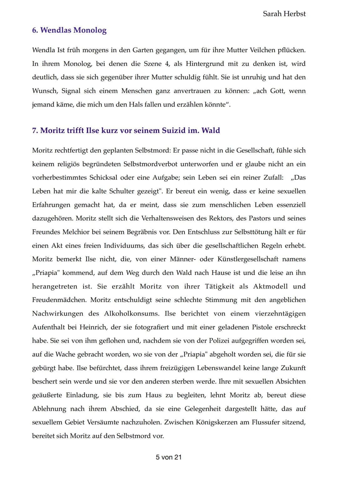 Frühlingserwachen
-> Erster Akt:
1. Gespräch Frau Bergmann- Wendla
Sarah Herbst
Frau Bergmann ist der Meinung, dass Wendla aufgrund ihrer kö
