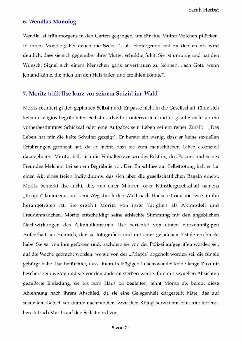 Frühlingserwachen
-> Erster Akt:
1. Gespräch Frau Bergmann- Wendla
Sarah Herbst
Frau Bergmann ist der Meinung, dass Wendla aufgrund ihrer kö
