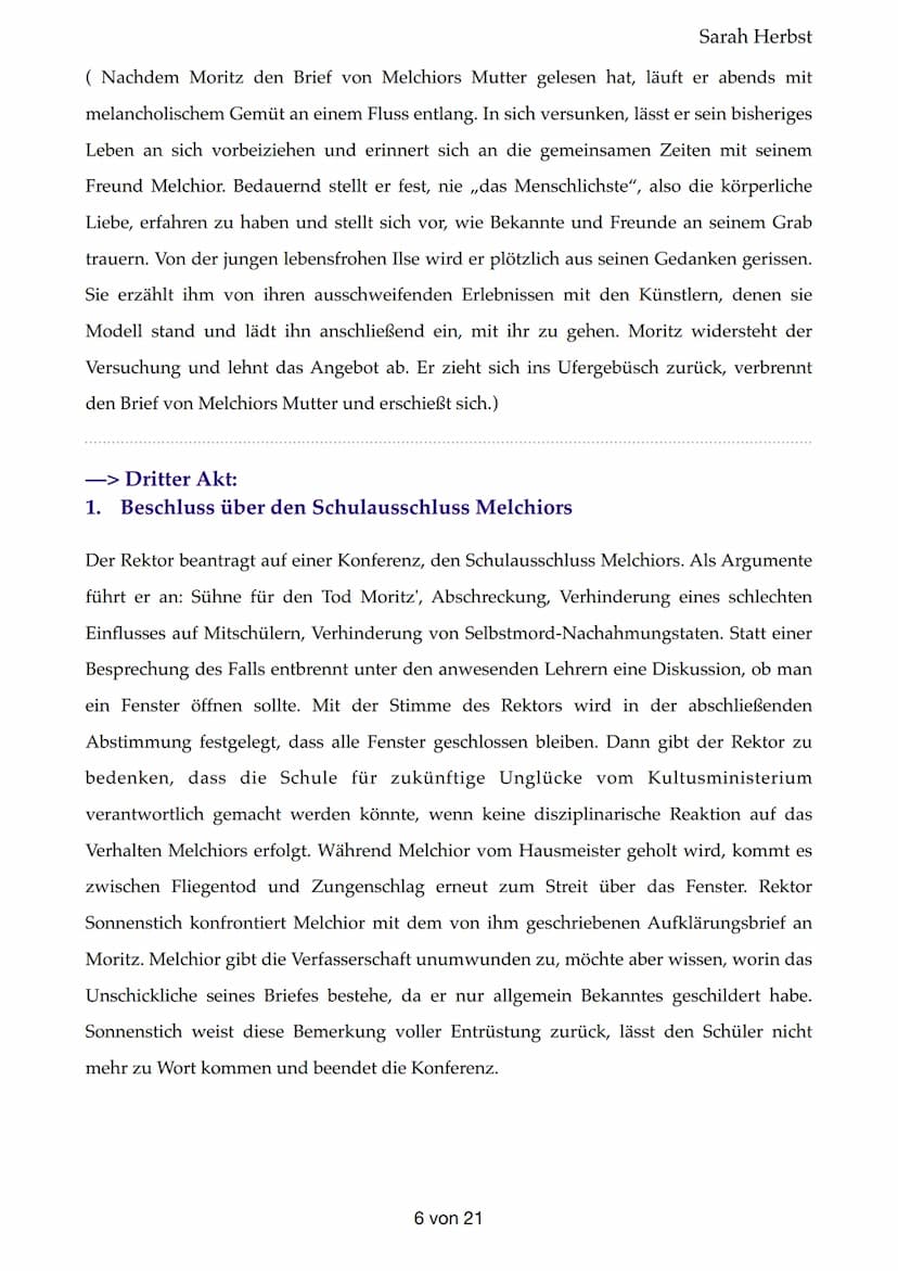 Frühlingserwachen
-> Erster Akt:
1. Gespräch Frau Bergmann- Wendla
Sarah Herbst
Frau Bergmann ist der Meinung, dass Wendla aufgrund ihrer kö