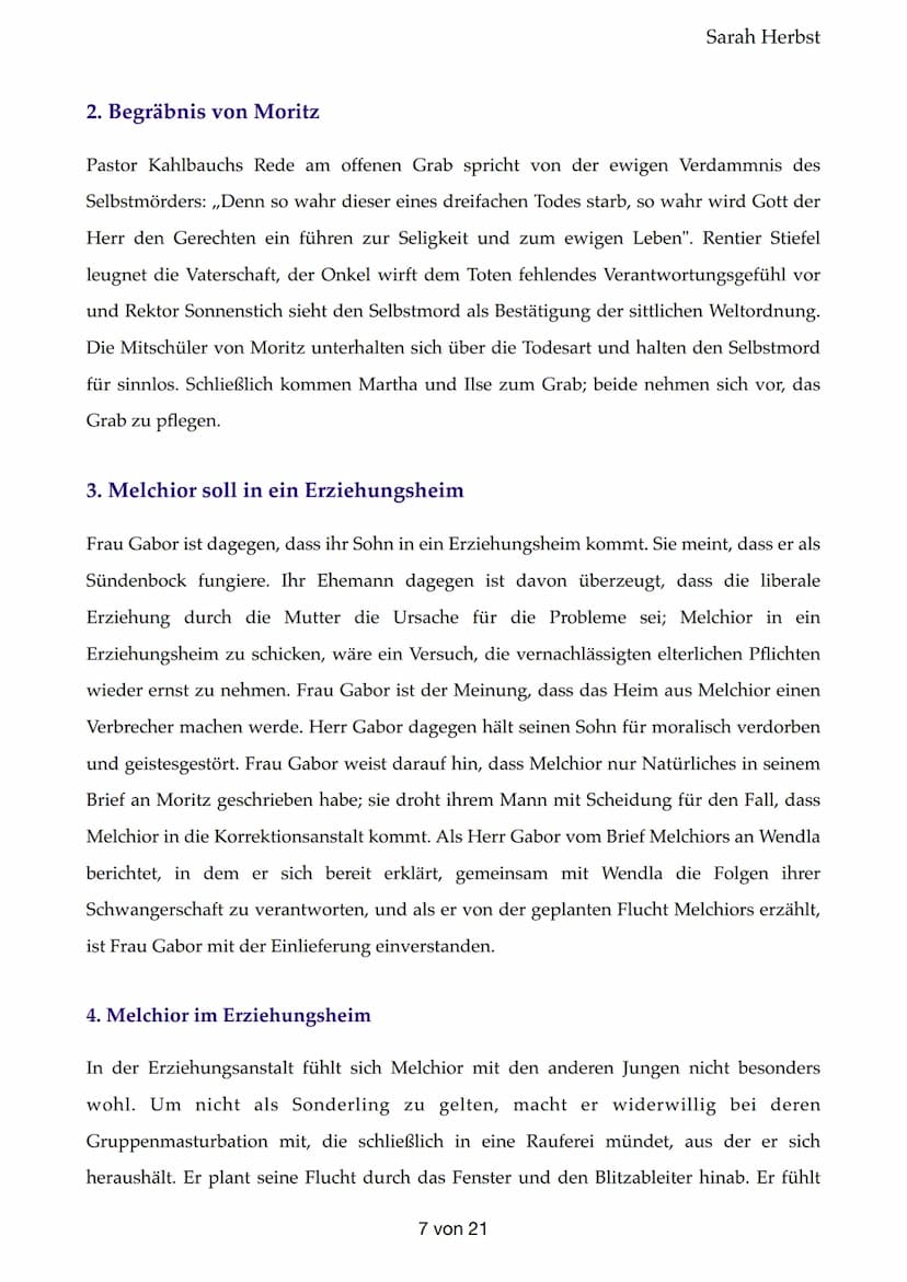 Frühlingserwachen
-> Erster Akt:
1. Gespräch Frau Bergmann- Wendla
Sarah Herbst
Frau Bergmann ist der Meinung, dass Wendla aufgrund ihrer kö