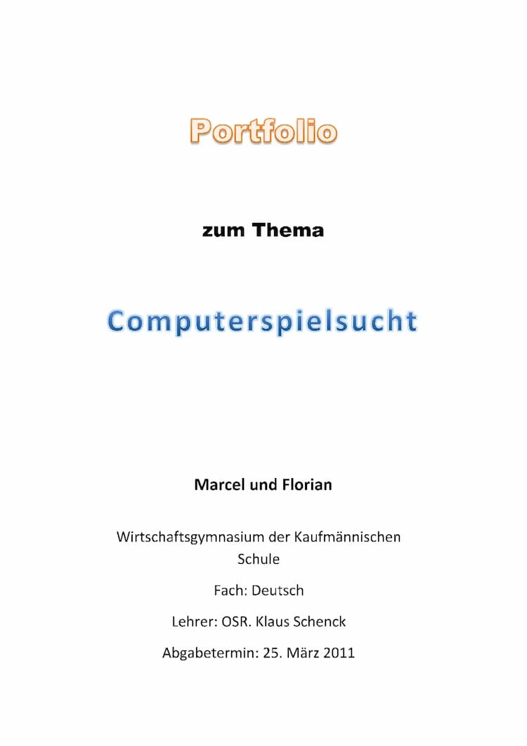Know "Neue Medien" / Portfolio-Unterricht: "Computerspielsucht" thumbnail