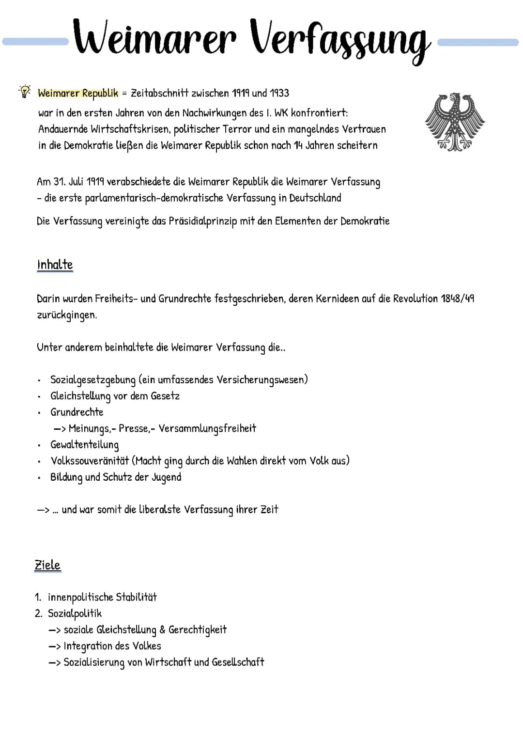 Weimarer Verfassung: Stärken, Schwächen & Wichtige Artikel