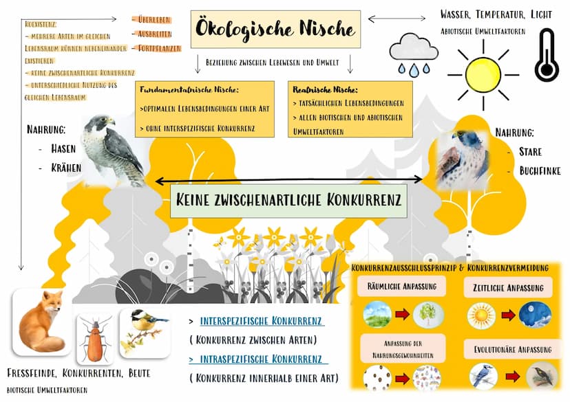 1./3. Ökologische Nische
Begriff
ÖKOLOGISCHE NISCHE
FUNDAMENTALNISCHE NISCHE
REALNISCHE NISCHE
PLANSTELLE
KOEXISTENZ
KONKURRENZAUSSCHLUSSPRI