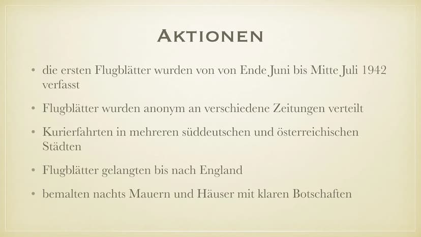 DIE WEISSE ROSE INHALT
ALLGEMEINE INFORMATIONEN
GRÜNDUNG
MITGLIEDER
AKTIONEN
INHALTE DER FLUGBLÄTTER
AUSZÜGE DER FLUGBLÄTTER
VERHAFTUNG UND 