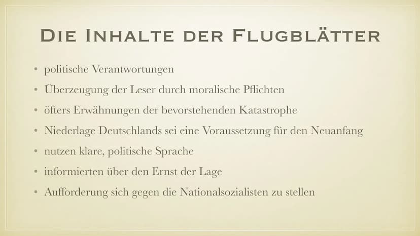 DIE WEISSE ROSE INHALT
ALLGEMEINE INFORMATIONEN
GRÜNDUNG
MITGLIEDER
AKTIONEN
INHALTE DER FLUGBLÄTTER
AUSZÜGE DER FLUGBLÄTTER
VERHAFTUNG UND 
