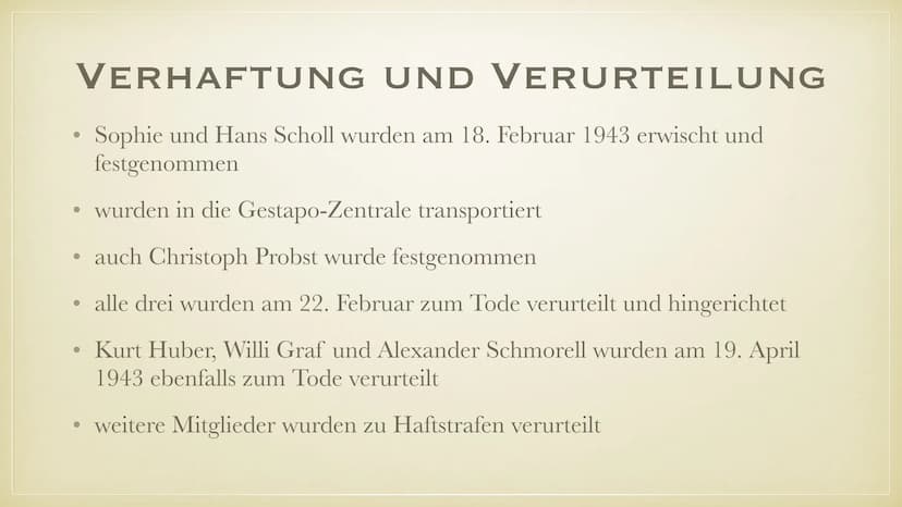 DIE WEISSE ROSE INHALT
ALLGEMEINE INFORMATIONEN
GRÜNDUNG
MITGLIEDER
AKTIONEN
INHALTE DER FLUGBLÄTTER
AUSZÜGE DER FLUGBLÄTTER
VERHAFTUNG UND 