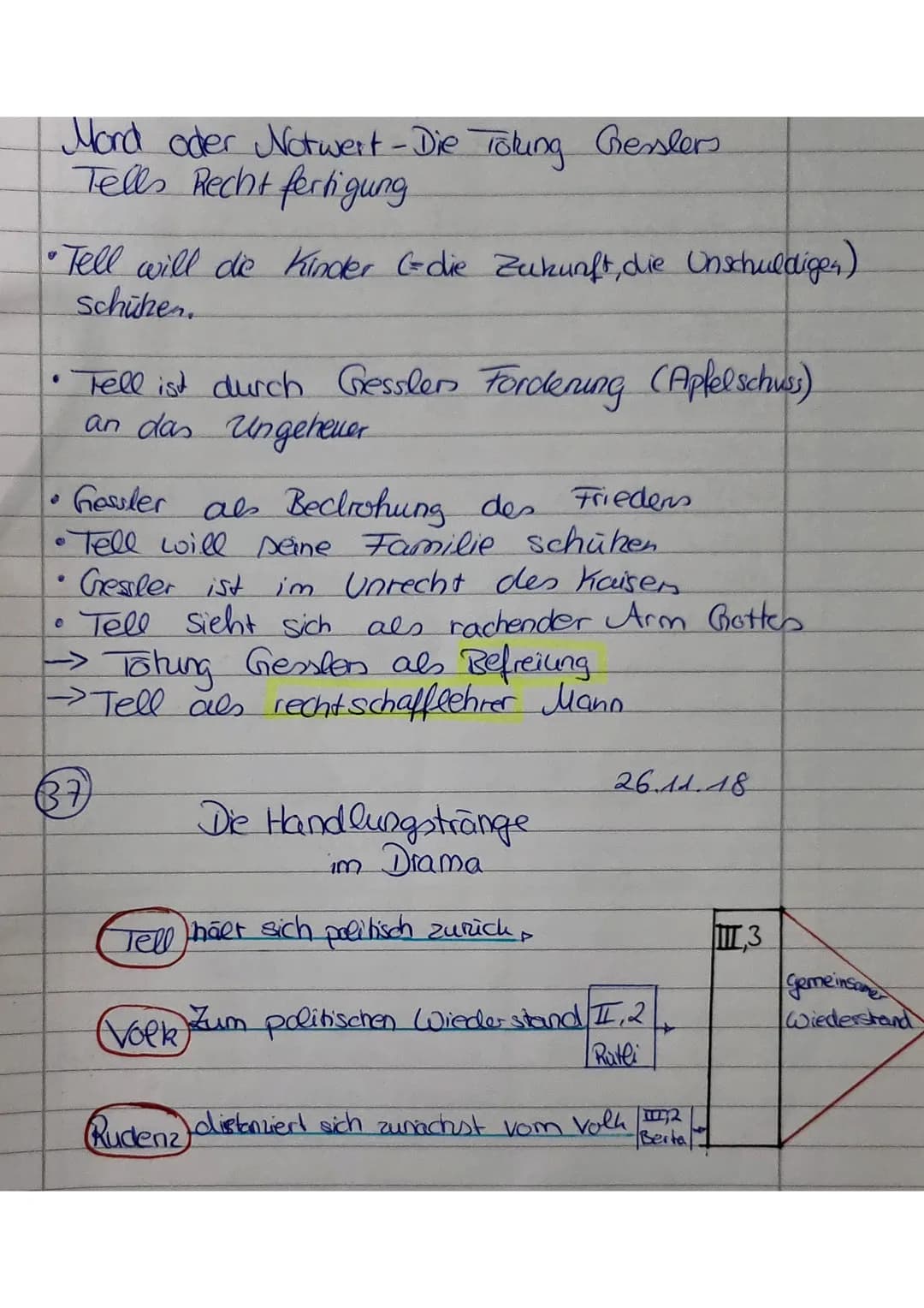 Unterschiede zwischen Tell, & Parricidas
Tat
Tell
- übt Notwehr zum
Schuhe seiner Familie
(S.201,V.3)
-racht die heilige Natur"
(S.201 v.9)
