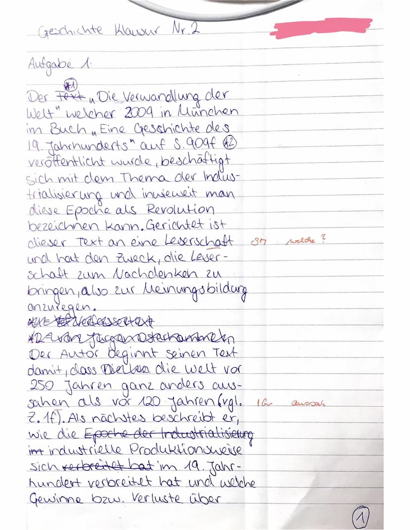 Jürgen Osterhammel, 20099 Industrialisierung
Teilleistungen - Kriterien: a) inhaltliche Leistung
TA
1
1
1
1
2
3
4
5
Anforderung
Der Prüfling