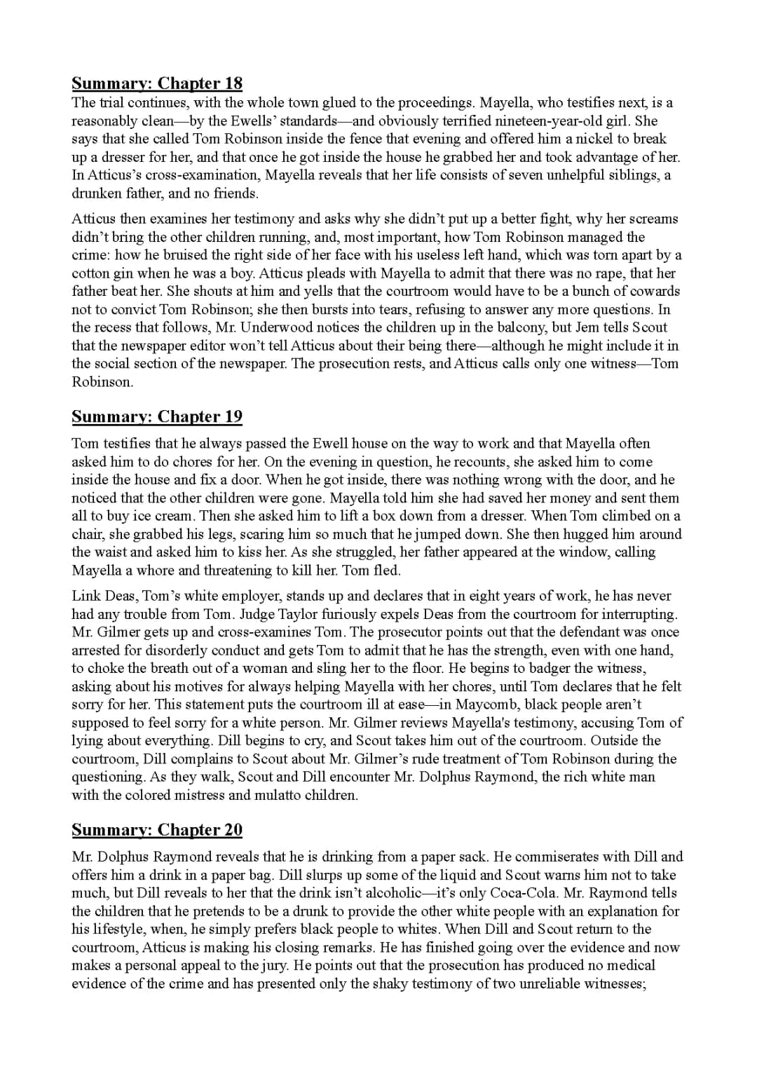 To Kill a Mockingbird Chapter 18-20 Summary & More