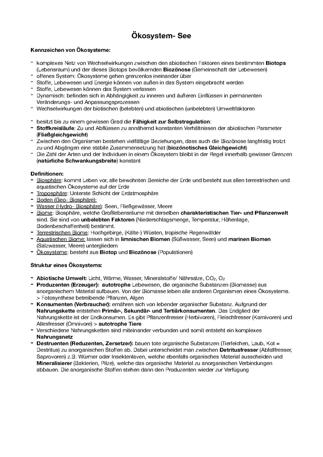 Ökosystem See: Energieflüsse, Stoffkreisläufe und Jahresverlauf einfach erklärt