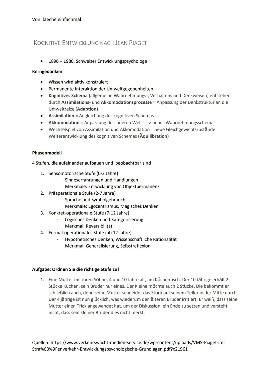 Kognitive Entwicklung
nach Piaget
Von: laecheleinfachmal Von: laecheleinfachmal
KOGNITIVE ENTWICKLUNG NACH JEAN PIAGET
Kerngedanken
1896-198