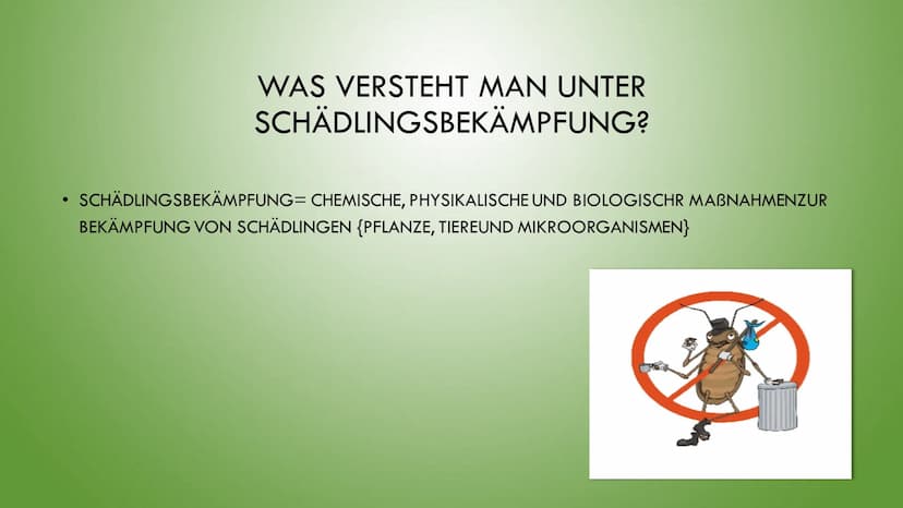 )
METHODEN UND PROBLEME DER
SCHÄDLINGSBEKÄMPFUNG ●
●
INHALTSVERZEICHNIS
WAS SIND SCHÄDLINGE?
ARTEN VON SCHÄDLINGEN
WAS BEDEUTET SCHÄDLINGSBE