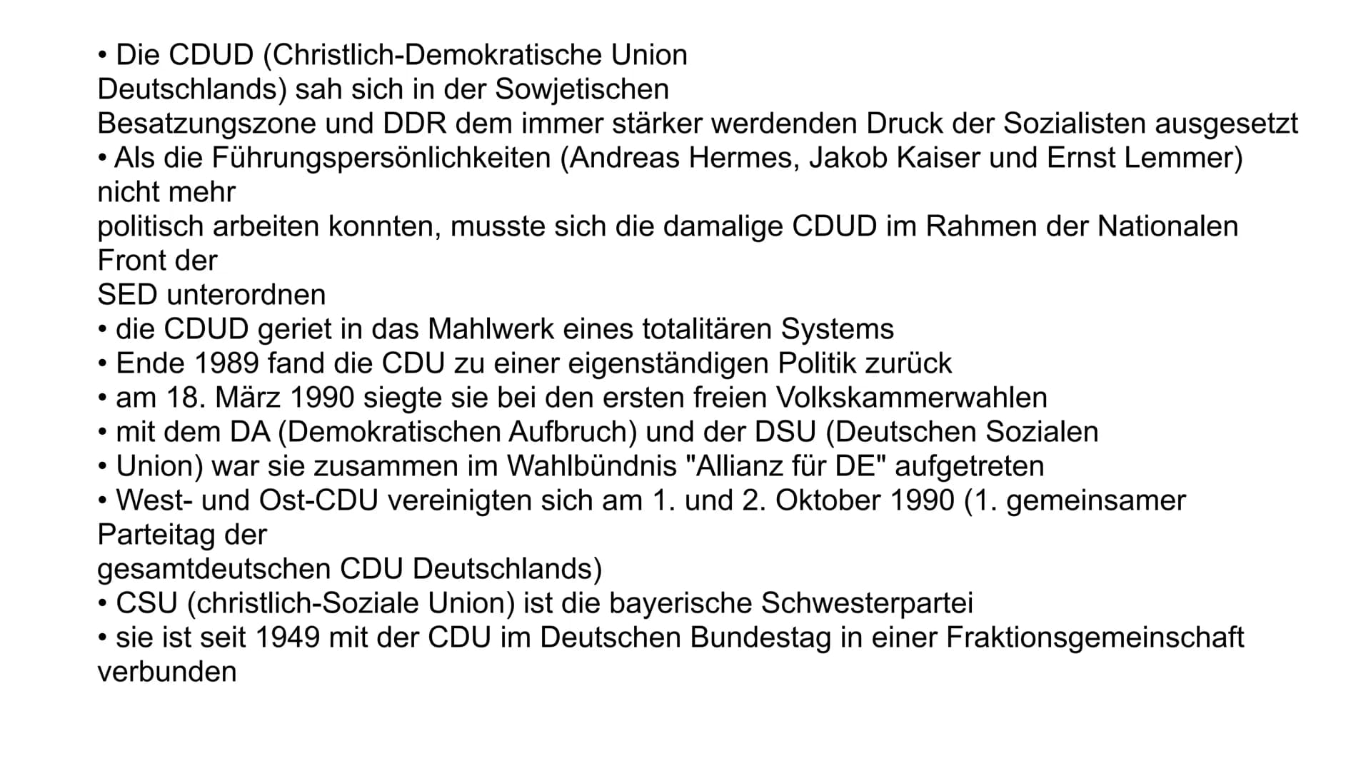 Die CDU
Christlich Demokratische Union Deutschlands
CDU
Von Judith, Samira und Johanna • Generelles über die CDU - Johanna
Selbstverständnis