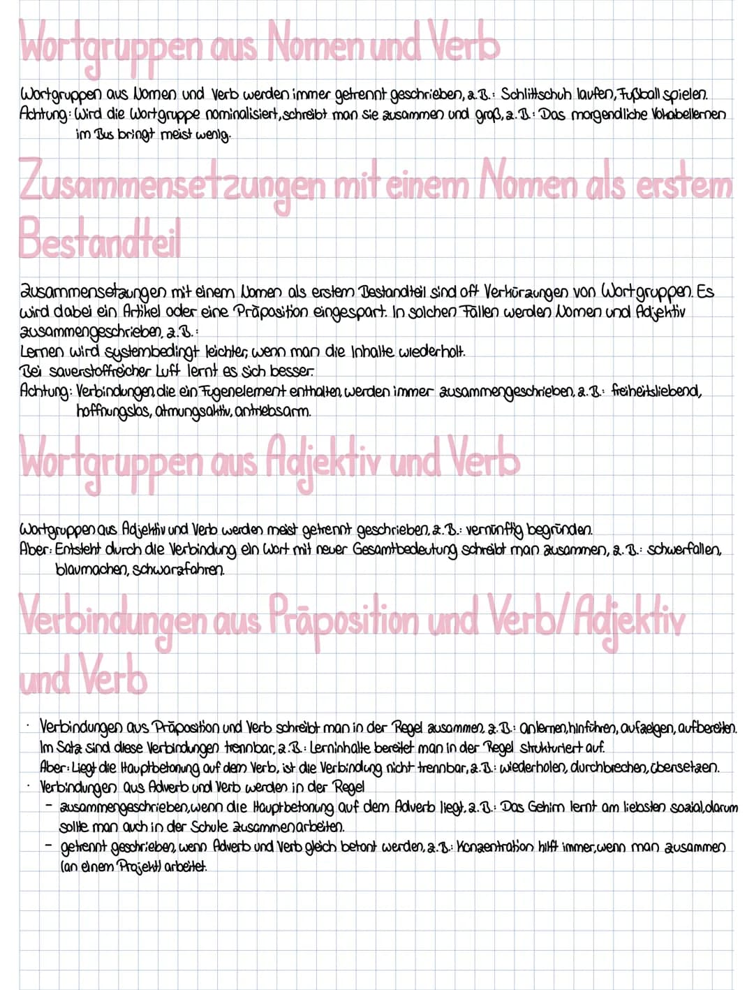 Rechtschreibung
Nominalisierung & Denominalisierung
Verben, Adjektive, Adverbien und Wörter anderer Wortarten schreibt man in der Regel groß