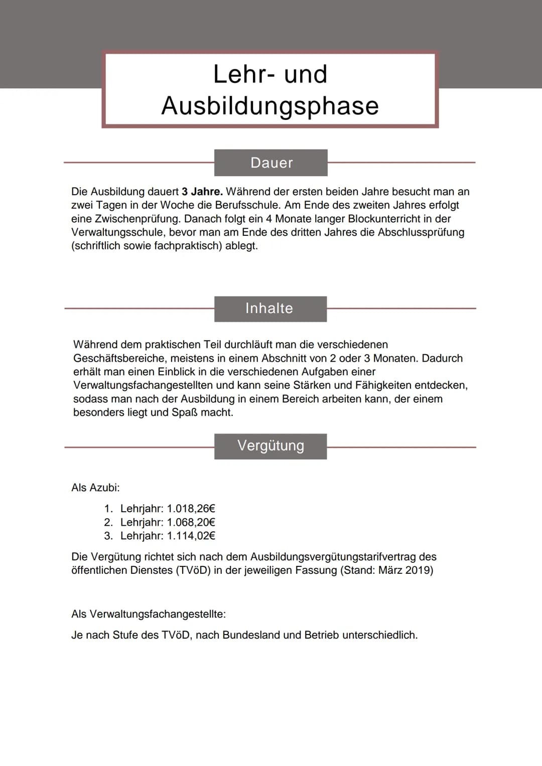 Ausübung des Berufs
Abteilung XY
Aufgaben
Bericht ●
●
• Zuverlässigkeit
●
Voraussetzungen
für den Beruf
Teamfähigkeit
Kontaktfreudigkeit
Ver