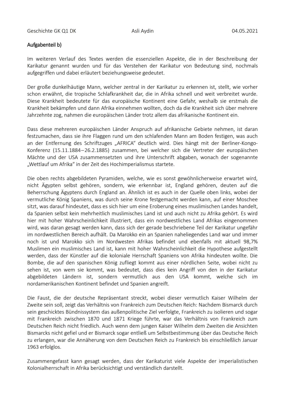 Geschichte GK Q1 DK
Seite 69, Aufgabe 1.)
Asli Aydin
Der Imperialismus als Teil der Moderne
Neue Industriemächte fordern ihren Anteil an Wel