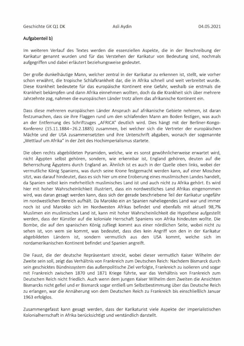 Geschichte GK Q1 DK
Seite 69, Aufgabe 1.)
Asli Aydin
Der Imperialismus als Teil der Moderne
Neue Industriemächte fordern ihren Anteil an Wel