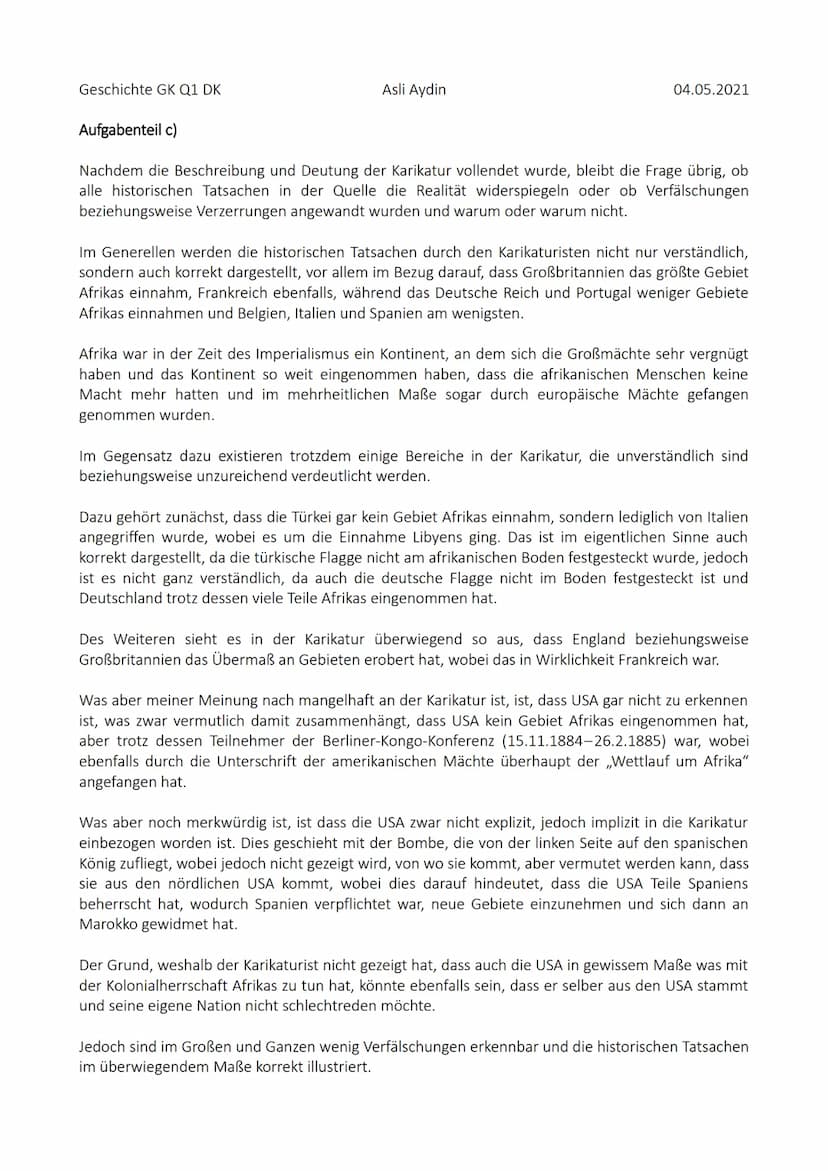 Geschichte GK Q1 DK
Seite 69, Aufgabe 1.)
Asli Aydin
Der Imperialismus als Teil der Moderne
Neue Industriemächte fordern ihren Anteil an Wel
