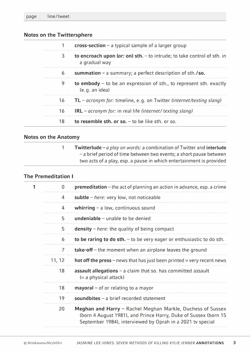 AbiBox
Englisch
Jasmine Lee-Jones:
seven methods of killing
kylie jenner
Annotations
Brinkmann.Meyhöfer Notes on the varieties of English us