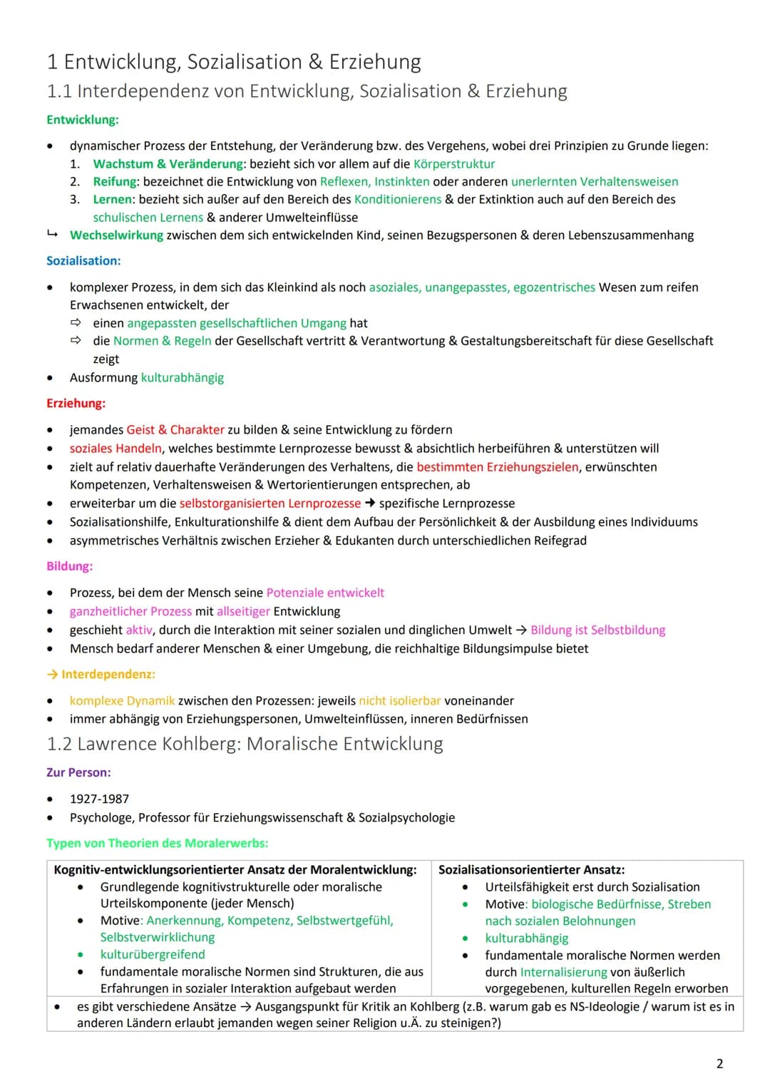 PÄDAGOGIK ABITUR 2020
Themen
1 Entwicklung, Sozialisation & Erziehung.
1.1 Interdependenz von Entwicklung, Sozialisation & Erziehung.
1.2 La