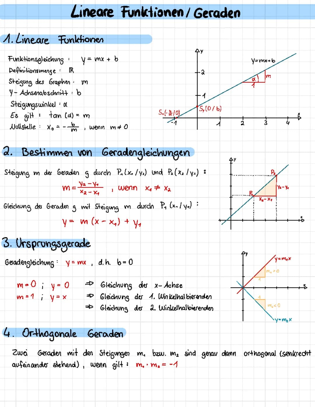 Lineare Funktionen / Geraden