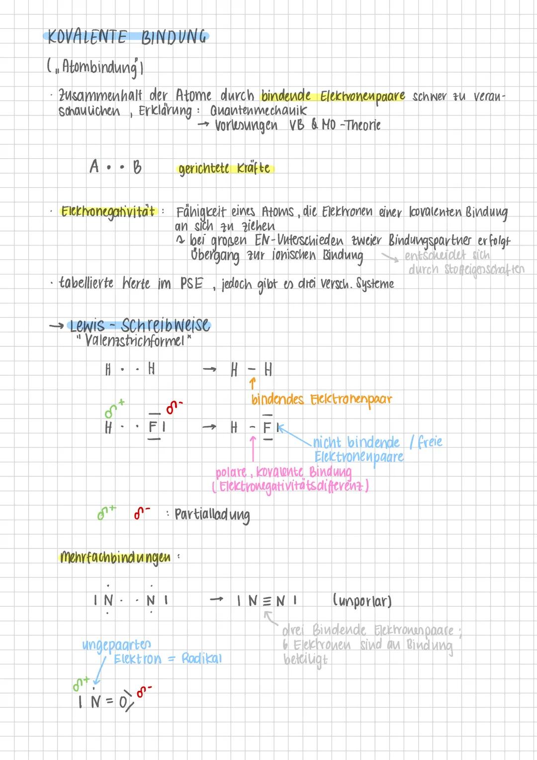3. CHEM BINDUNGEN
allgemein Anziehung zwischen mehreren Atomen
:
BINDUNGSARTEN:
a) Hauptbindungsarten (1.0rdnung)
- lonenbindung
- Kovalente