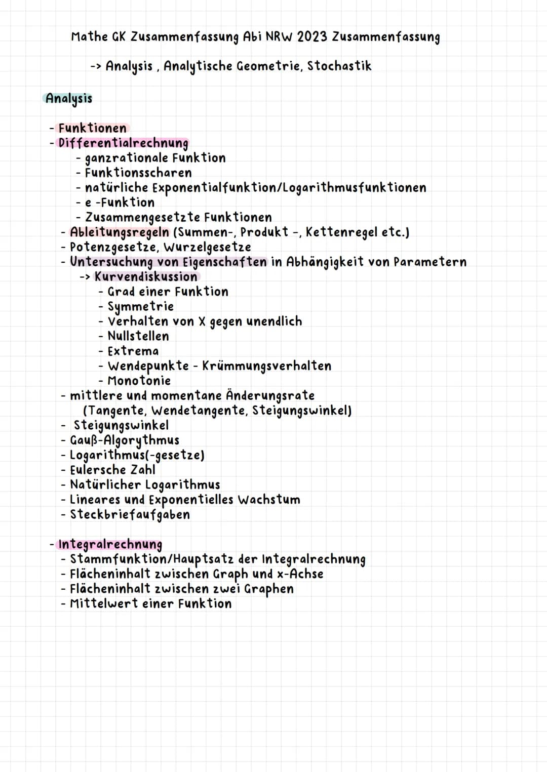 Mathematik Gk '23 Mathe GK Zusammenfassung Abi NRW 2023 Zusammenfassung
Analysis, Analytische Geometrie, Stochastik
->
Analysis
Funktionen
-