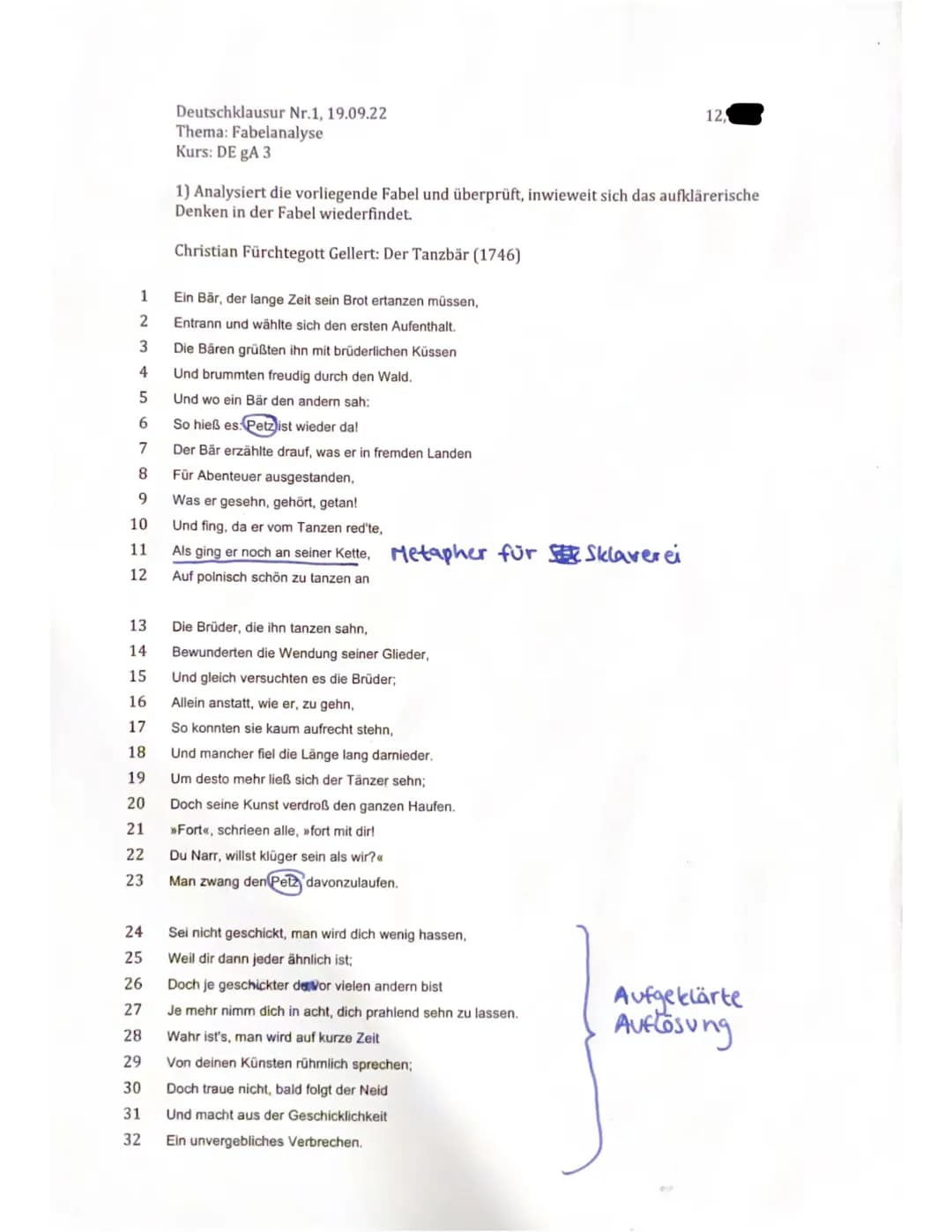 1
2
3
4
5
6
7
8
9
10
11
12
13
14
15
16
17
18
19
20
21
22
23
24
25
26
27
28
29
30
31
32
Deutschklausur Nr.1, 19.09.22
Thema: Fabelanalyse
Kur
