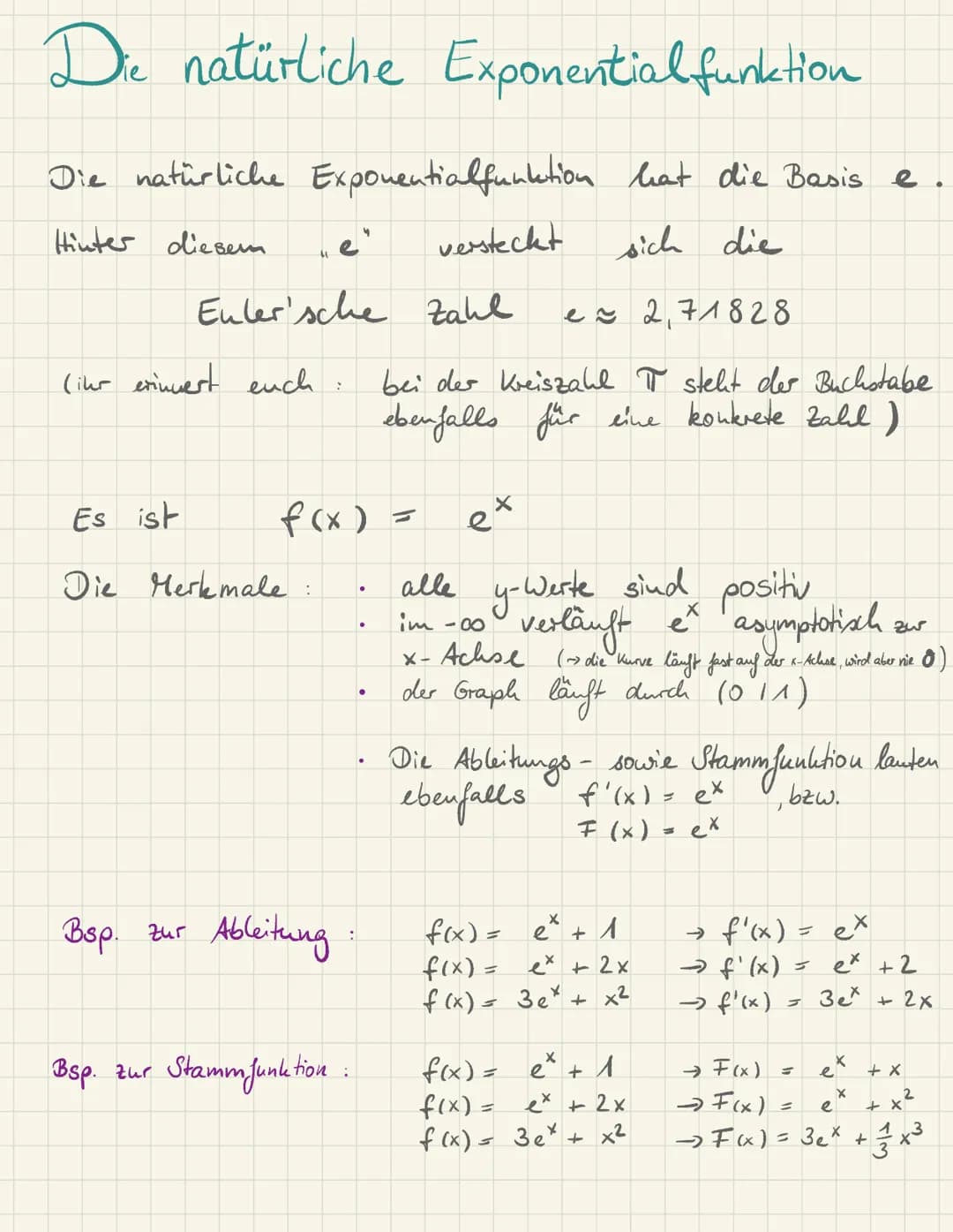 Wiederholung:
aus Jahrgang 10
Bsp.
Die Exponential funktion f(x) =
wobei
:
Bakterienkultur
↑
(hoffentlich) bekannt:
-2
Eine Bakterienkultur 