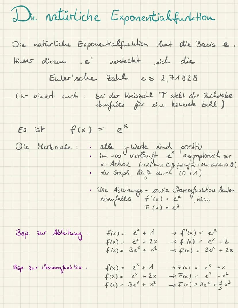Wiederholung:
aus Jahrgang 10
Bsp.
Die Exponential funktion f(x) =
wobei
:
Bakterienkultur
↑
(hoffentlich) bekannt:
-2
Eine Bakterienkultur 